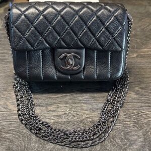 Designer-inspired Black Quilted Leather Chain Bag